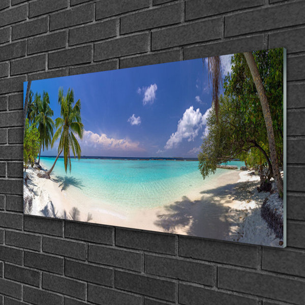 Haus Am Meer Glasbild Meer Strand Palmen Landschaft Wayfair De